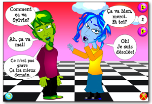 French greetings activity in Juniorzone